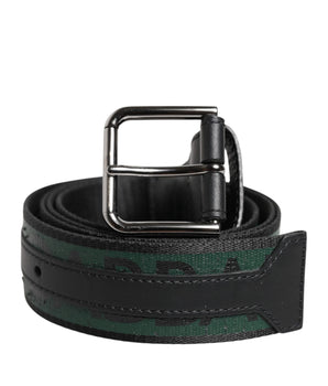 Dolce &amp; Gabbana Green Black Polyester DG Logo Buckle Belt