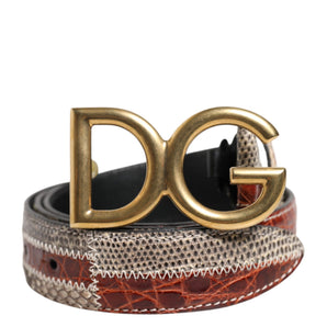 Dolce & Gabbana Multicolor Exotic Leather DG Logo Buckle Belt
