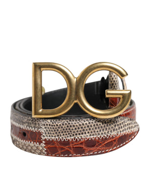 Dolce &amp; Gabbana Logo Belt Buckle Multicolor Leather DG Logo
