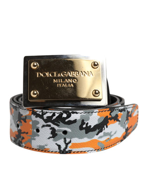 Dolce &amp; Gabbana Multicolor Camouflage Metal Logo Buckle Belt