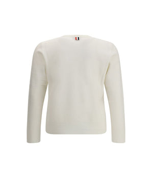 Thom Browne White Fleece Wool Sweatshirt
