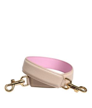 Dolce &amp; Gabbana Beige Pink Leather Handbag Accessories Shoulder Strap