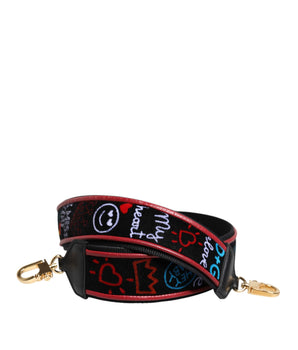 Dolce & Gabbana Black Cotton Printed Women Bag Accessory Shoulder Strap