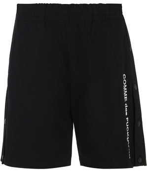 Comme Des Fuckdown Black Viscose Men Bermuda Short
