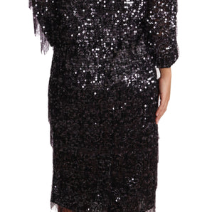 Dolce &amp; Gabbana Sequined Shift Midi Dress – Timeless Elegance