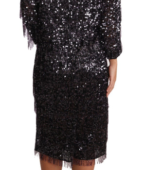 Dolce & Gabbana Sequined Shift Midi Dress – Timeless Elegance Dolce & Gabbana 