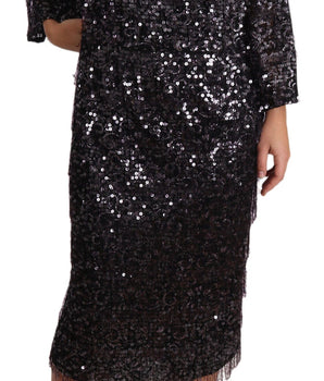 Dolce & Gabbana Sequined Shift Midi Dress – Timeless Elegance Dolce & Gabbana 