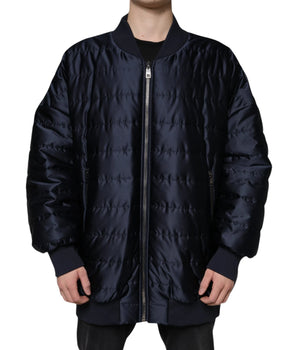 Dolce &amp; Gabbana Dark Blue Quilted Full Zip Bomber Jacket