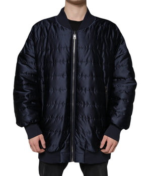 Dolce &amp; Gabbana Dark Blue Quilted Full Zip Bomber Jacket