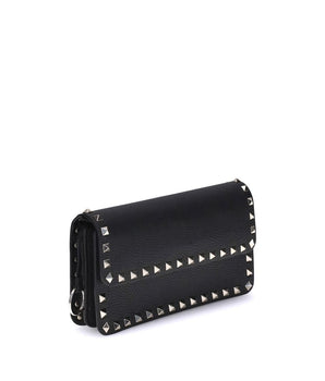 Valentino Garavani Black Calf Leather Bos Taurus Clutch Bag