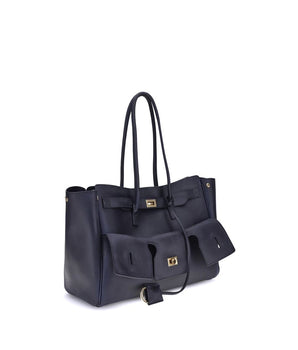 Balenciaga Blue Calf Leather Bos Taurus Shoulder Bag