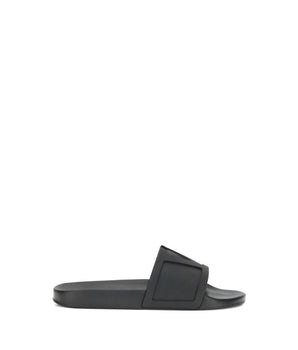 Valentino Garavani Black Rubber Flat Sandals