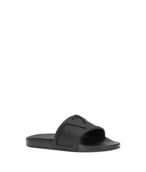 Valentino Garavani Black Rubber Flat Sandals