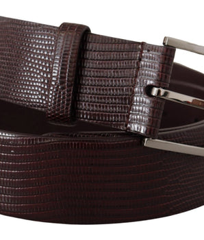 Dolce &amp; Gabbana Dark Brown Calf Leather Silver Logo Metal Buckle Belt