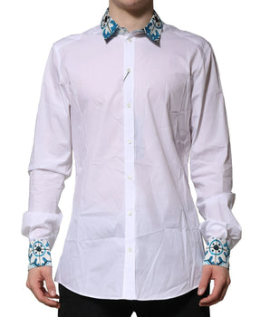 Dolce &amp; Gabbana White Majolica Shirt with Gold Detail