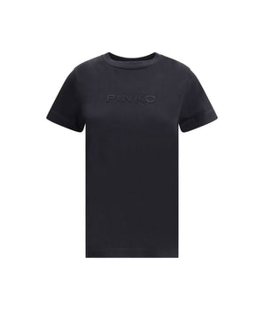 PINKO Black Cotton T-Shirt