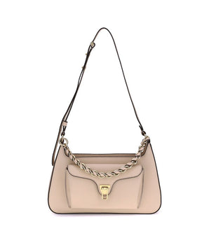 Coccinelle Beige Calf Leather Bos Taurus Shoulder Bag