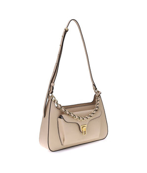 Coccinelle Beige Calf Leather Bos Taurus Shoulder Bag