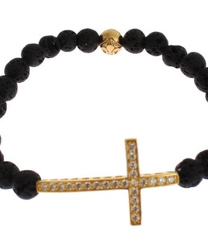 Nialaya Elegant Gold & Black Lava Stone Bracelet Nialaya 