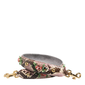 Dolce & Gabbana Multicolor Python Embellished Crystal Stud Shoulder Strap