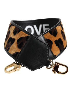 Dolce &amp; Gabbana Black Leopard Print Reversible Bag Shoulder Strap