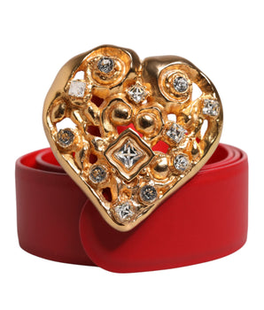 Dolce &amp; Gabbana Red Calf Framed Metal Buckle Belt