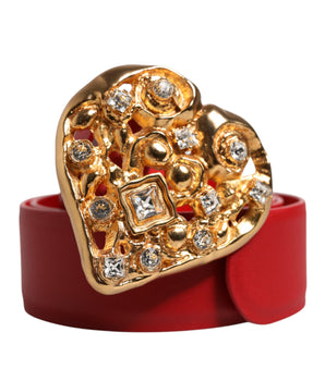 Dolce &amp; Gabbana Red Calf Framed Metal Buckle Belt