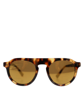 Dolce &amp; Gabbana Brown Acetate Round Leopard Print Eyewear Sunglasses