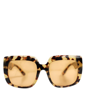 Dolce &amp; Gabbana Black Yellow Havana Leopard Square Shades Sunglasses