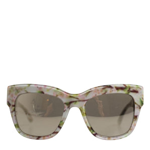 Dolce & Gabbana White DG4231F Floral Acetate Rectangle Shades Sunglasses