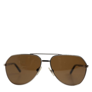 Dolce & Gabbana DG2073 Silver Steel Classic Pilot Brown Lens Sunglasses
