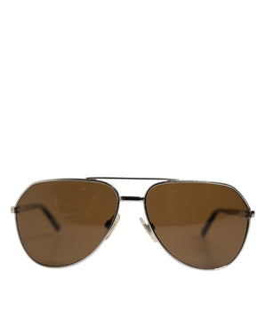 Dolce &amp; Gabbana DG2073 Silver Steel Classic Pilot Brown Lens Sunglasses