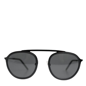 Dolce & Gabbana Matte Black DG2276 Metal Rim Round Shades Sunglasses