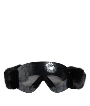 Dolce &amp; Gabbana Black Bi0759 Lace Mirrored Ski Goggles Mask Sunglasses