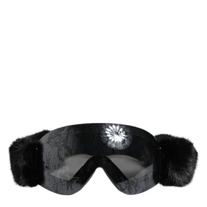 Dolce & Gabbana Black Bi0759 Lace Mirrored Ski Goggles Mask Sunglasses