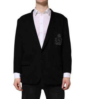 Dolce &amp; Gabbana Black Viscose DG Crown Blazer Coat Jacket
