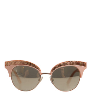 Dolce &amp; Gabbana Pink Gold Mirrored Cat Eye Sunglasses DG6109 Sequined