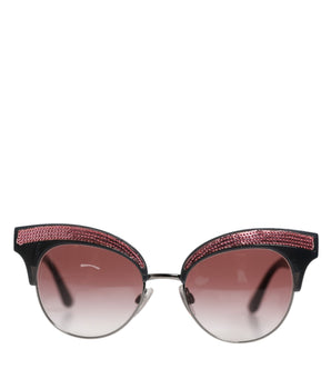Dolce &amp; Gabbana Black Pink Mirrored Cat Eye DG6109 Sequined Sunglasses