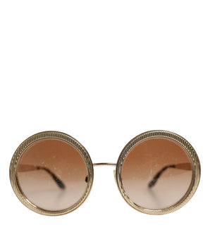 Dolce &amp; Gabbana Gold Brown Gradient Round Frame DG2179 Sunglasses