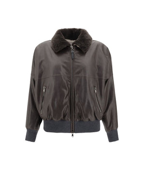 Brunello Cucinelli Brown Leather Jacket