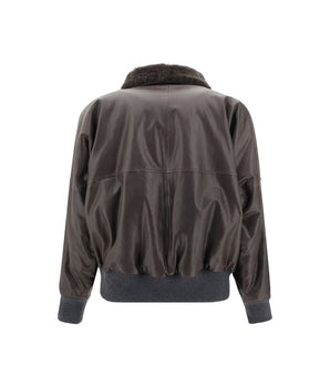 Brunello Cucinelli Brown Leather Jacket