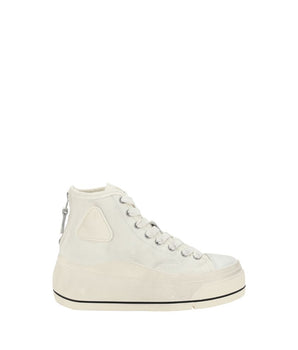 R13 White Polyethylene High Top Sneakers