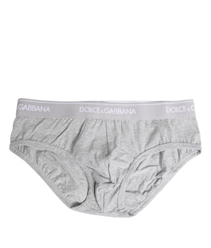 Underwear Dolce &amp; Gabbana Gray Cotton Stretch Regular Brief