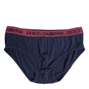Dolce & Gabbana Blue Red Logo Stretch Regular Brief Underwear