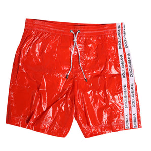 Dolce & Gabbana Red Nylon Drawstring Beachwear Shorts Swimwear