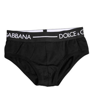 Dolce & Gabbana Black Cotton Stretch Regular Brief Underwear