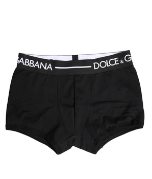Dolce &amp; Gabbana Black Cotton Stretch Regular Boxer Underwear