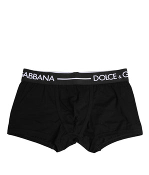Dolce &amp; Gabbana Black Cotton Stretch Regular Boxer Underwear