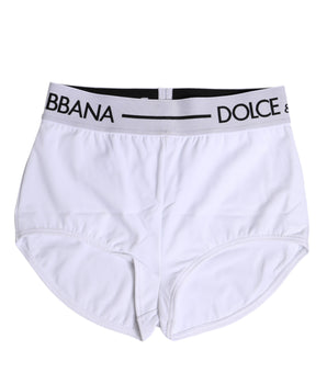 Dolce &amp; Gabbana White Nylon Logo Waistband Boxer Brief Underwear
