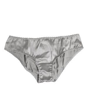 Dolce & Gabbana Gray Silk Stretch Bottom Low Waist Panty Underwear